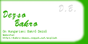 dezso bakro business card